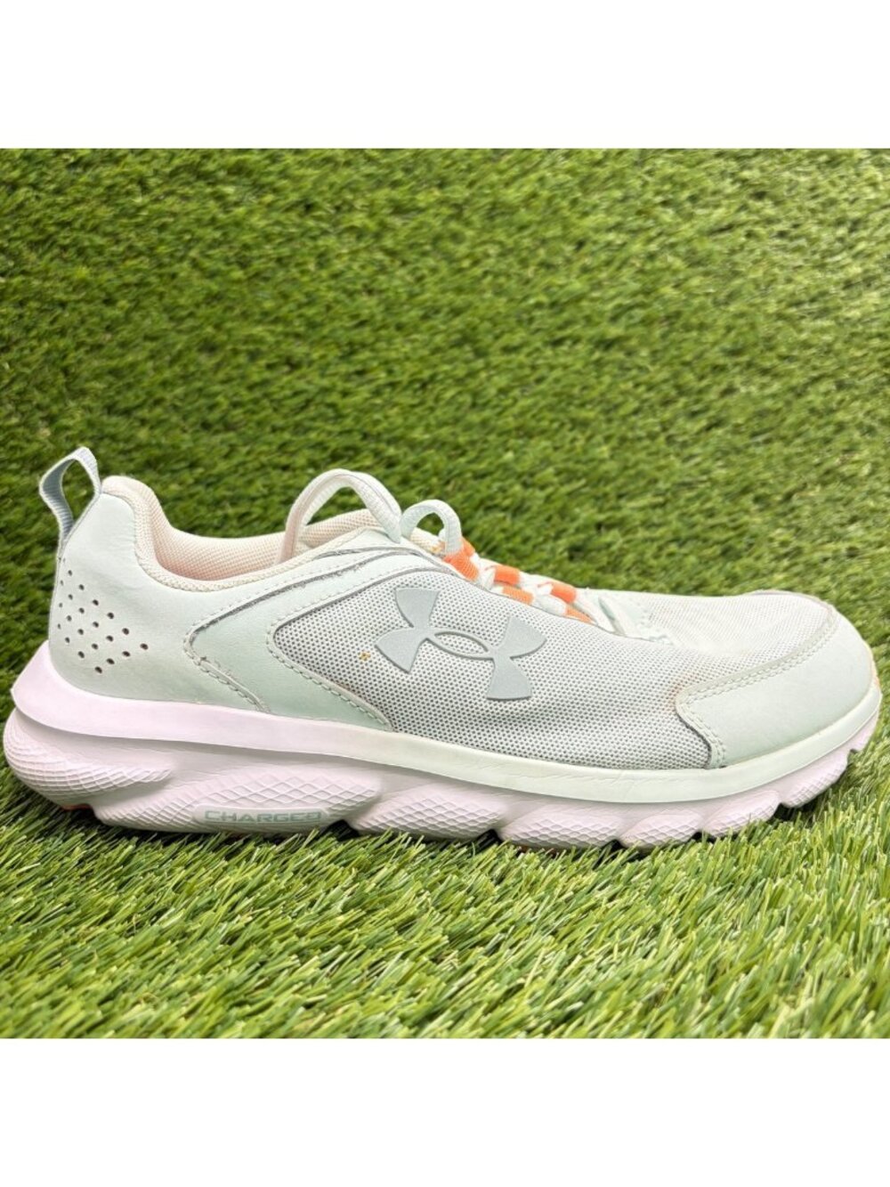Under Armour Charged Assert 9 Womens Size 9.5 Green White Running Shoes Sneakers
